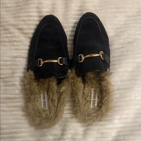 Steve Madden Shoes - Steve Madden Black Fur-Lined Mules